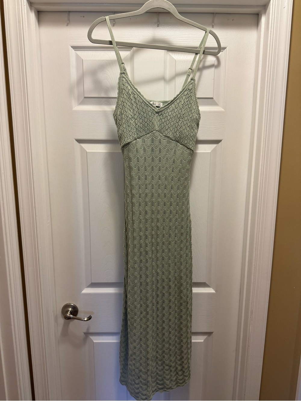 Hollister Sage Green Crochet Maxi Dress